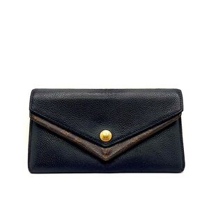 ❌SOLD❌Auth LOUIS VUITTON Black Leather Monogram Portefeville DoubleV Long Wallet